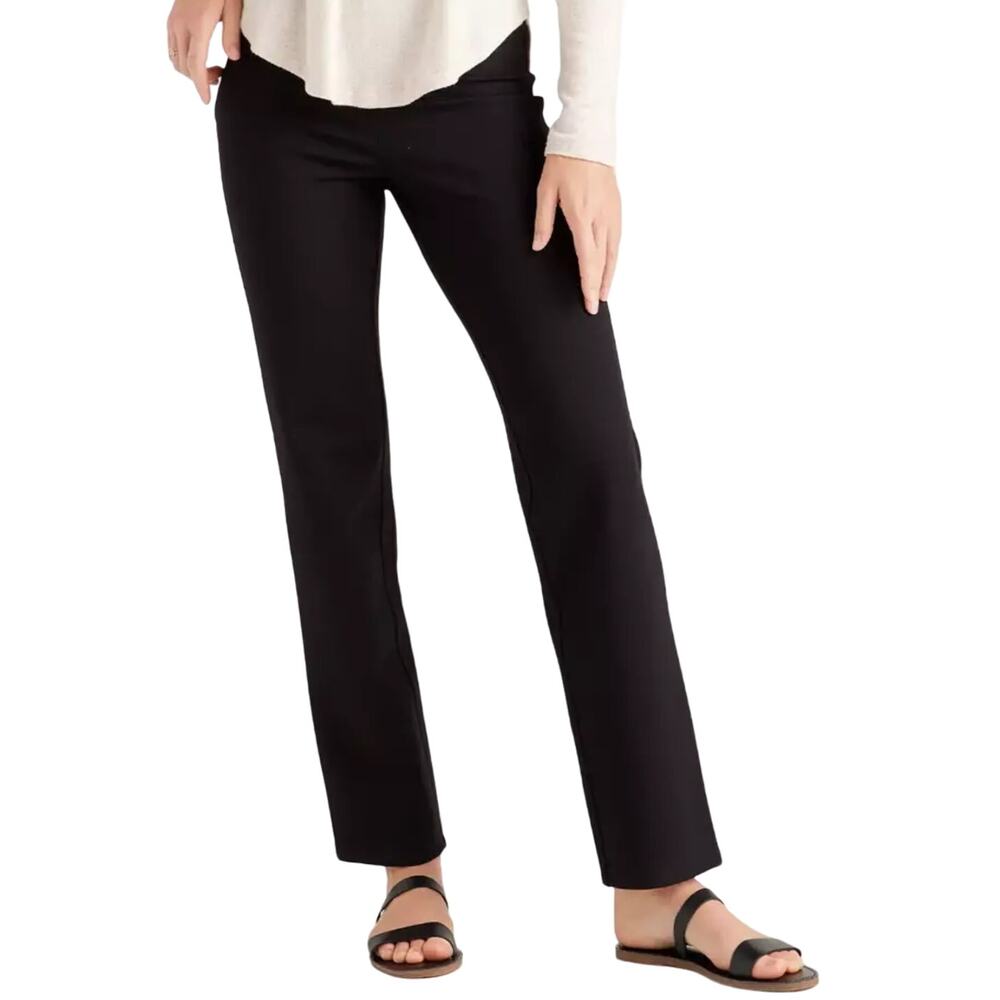 Quince Women's Black Ultra-Stretch Ponte Pants Straight Leg Sz Small NWT